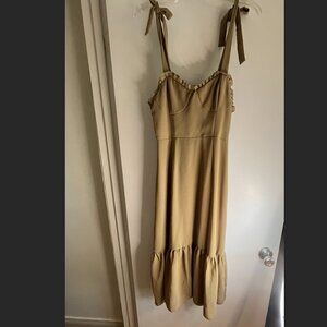 Shoulder Strap Middle Dress Olive Green